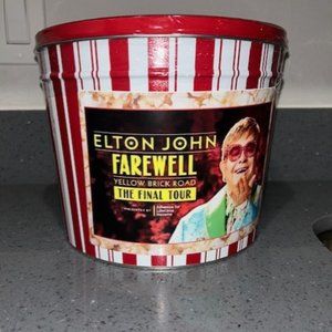 Elton John The Popcorn Factory SEALED Popcorn Tin Yellow Brick Road Final Tour